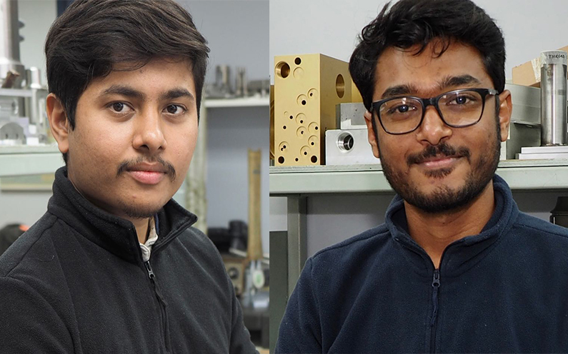 2 interns from India working in the Quality Control Department